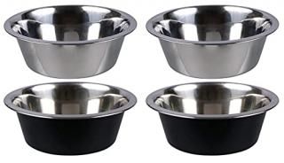 Greenbrier Kennel Club - Set of 4 - Stainless Steel Metal Dog Bowls - Each Bowl 