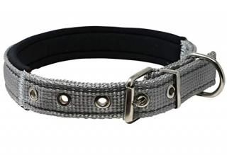 Soft Neoprene Padded Adjustable Reflective 1 Wide Classic Dog Collar Grey 3 Size