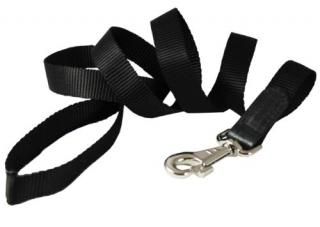 Dog Leash 1 Wide Nylon 5ft Length with Leather Enforced Snap Black Large