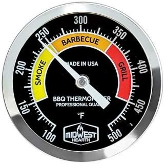 Midwest Hearth BBQ Smoker Thermometer for Barbecue Grill Pit Barrel 3 Dial 4 Ste