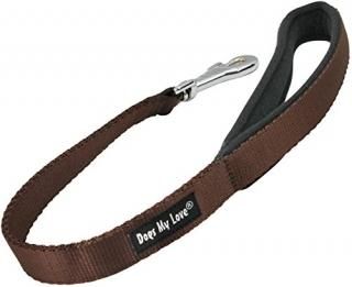 Short Dog Leash Padded Handle Wide Nylon Traffic Lead 22 Long Brown XLarge 1 Wid