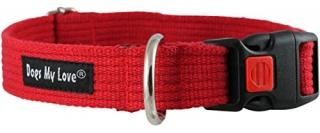 Cotton Web Adjustable Dog Collar with Locking Device 4 Sizes Red X-Large Neck 18
