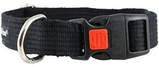 Cotton Web Adjustable Dog Collar with Locking Device 4 Sizes Black Large Neck 16
