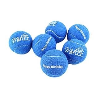 Midlee Happy Birthday Dog Tennis Balls 6 Pack Regular Blue