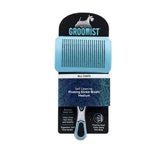 Groomist Slicker Dog Brush for Medium Dogs with Ergonomic Handle  Self Cleaning 