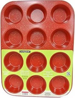 Red Granite - casaWare Ceramic Coated NonStick 12 Cup Muffin Pan Red Granite