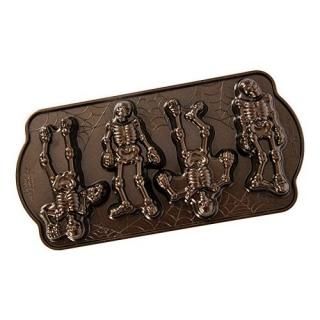 Nordic Ware 93548 Spooky Skeleton Cakelet Pan 2 Cup Capacity Bronze