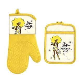 Shades of Color Bee Your Own MastHER Chef Potholder Set 8.75 x 6.75 inches Oven 