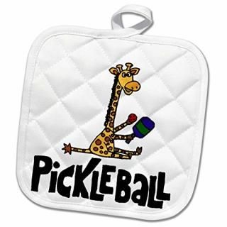 3drose All SmilesȥݡĤӼ̣??Funny Giraffe Holding Pickleballѥɥ??Ĥ 8 x 8 p
