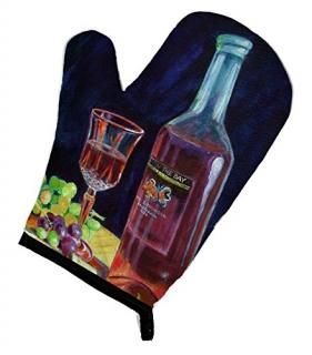 Caroline's Treasures 7185OVMT Red Wine Bottle and Glass Oven Mitt Large multicol