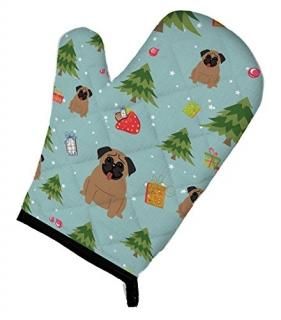 Carolines Treasures BB4665OVMT Christmas Pug Brown Oven Mitt