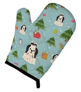 Carolines Treasures BB4748OVMT Christmas Shih Tzu Black & White Oven Mitt