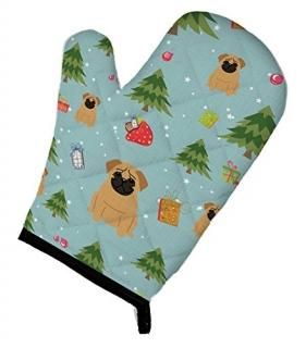 Carolines Treasures BB4667OVMT Christmas Pug Brown Oven Mitt