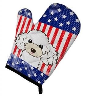 Carolines Treasures BB2187OVMT American Flag & White Poodle Oven Mitt