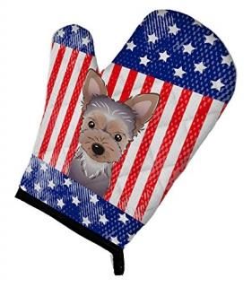 Caroline's Treasures BB2162OVMT American Flag and Yorkie Puppy Oven Mitt Large m