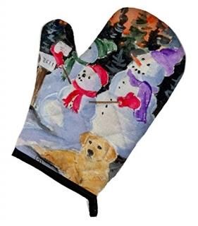 Caroline's Treasures SS8989OVMT Snowman with Golden Retriever Oven Mitt Large mu