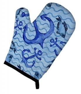 Caroline's Treasures BB7534OVMT Beach Watercolor Anchors and Fish Oven Mitt Larg