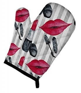 Carolines Treasures BB7512OVMT Watercolor Lipstick & Grey Stripes Oven Mitt