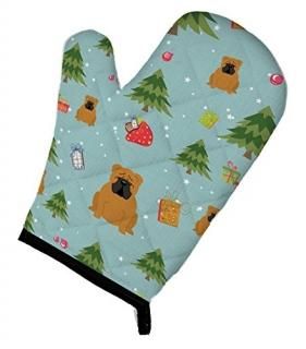 Carolines Treasures BB4782OVMT Christmas English Bulldog Red Oven Mitt