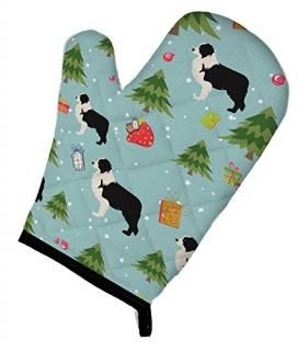 Carolines Treasures BB4847OVMT Christmas Black Border Collie Oven Mitt