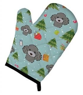 Carolines Treasures BB5048OVMT Christmas Silver & Grey Poodle Oven Mitt