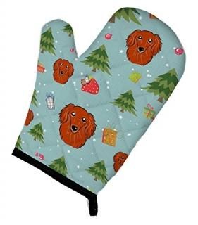 Carolines Treasures BB5003OVMT Christmas Longhair Red Dachshund Oven Mitt