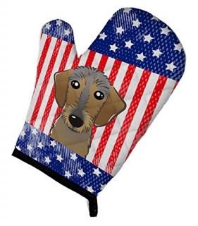 Caroline's Treasures BB2163OVMT American Flag and Wirehaired Dachshund Oven Mitt