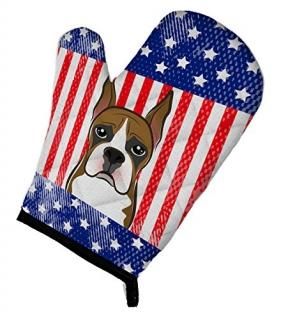Caroline's Treasures BB2153OVMT American Flag and Boxer Oven Mitt Large multicol