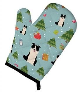 Carolines Treasures BB4778OVMT Christmas Border Collie Black & White Oven Mitt