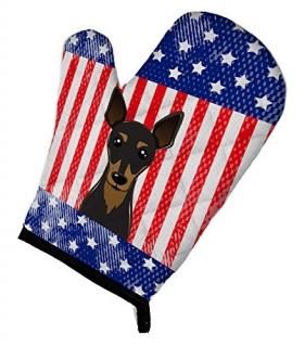 Caroline's Treasures BB2170OVMT American Flag and Min Pin Oven Mitt Large multic