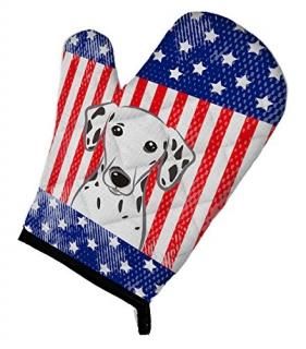 Caroline's Treasures BB2140OVMT American Flag and Dalmatian Oven Mitt Large mult