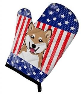 Carolines Treasures BB2155OVMT American Flag & Shiba Inu Oven Mitt