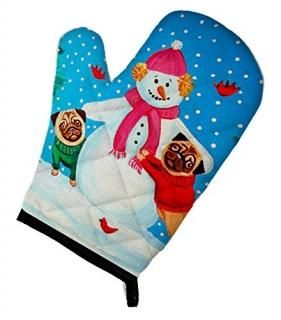 Caroline's Treasures 7115OVMT Snowman with Pug Winter Snowman Oven Mitt Large mu