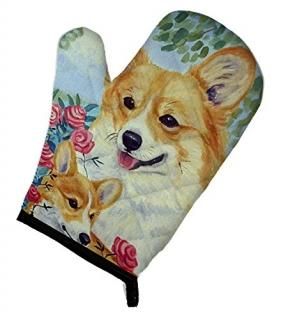 Caroline's Treasures 7084OVMT Corgi Momma loves Roses Oven Mitt Large multicolor