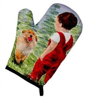 Caroline's Treasures SS8545OVMT Little Boy with his Golden Retriever Oven Mitt L