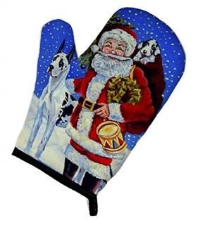Carolines Treasures 7083OVMT Harlequin Great Dane with Santa Claus Oven Mitt