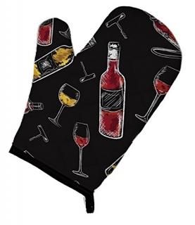 Carolines Treasures BB5197OVMT Red & White Wine on Black Oven Mitt