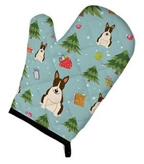 Carolines Treasures BB4796OVMT Christmas Bull Terrier Dark Brindle Oven Mitt