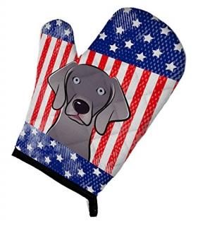 Carolines Treasures BB2161OVMT American Flag & Weimaraner Oven Mitt