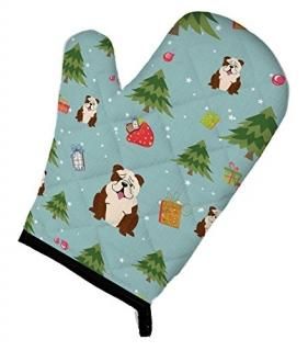 Carolines Treasures BB4781OVMT Christmas English Bulldog Brindle & White Oven Mi
