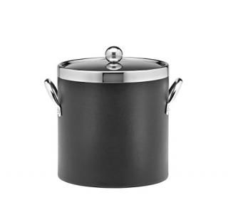 2.8l. Ice Bucket in Black with Leatherette Vinyl Texture