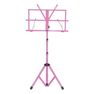 SKY Brand New Lightweight Adjustable Folding Music Stand with Carrying Bag-Pink