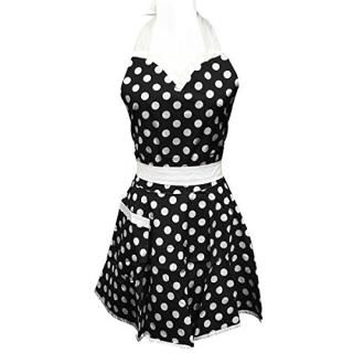Black Polka Dots - Wrapables Adjustable Flirty Hostess Apron Black Polka Dots