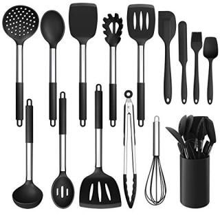 LIANYU 15-Piece Kitchen Cooking Utensils Set with Holder Silicone Kitchen Tools 
