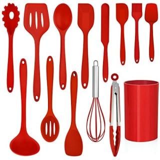 LIANYU 14 Pcs Cooking Utensils Set with Holder Heat Resistant Silicone Kitchen C