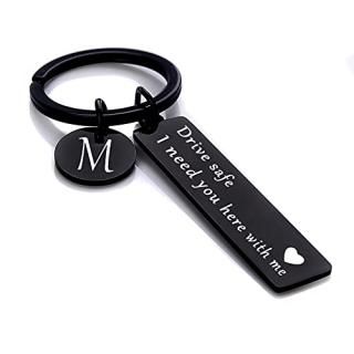 Drive Safe Keychain Key Rings Gifts for Boyfriend Birthday 26 Letter Keychain Ab