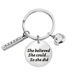 New Teacher Gift Future Teacher Gift She Believed She Could So She Did Keychain 