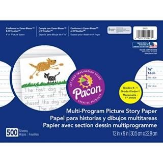 Multi-Program Picture Story Paper 5/8 Long Rule 12 x 9 White 500 Sheets/Pk 