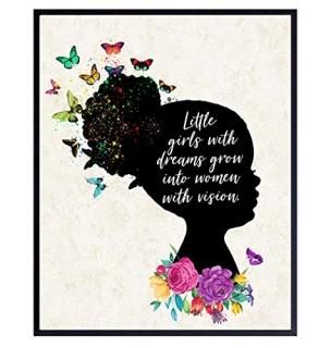 Black African American Girls Motivational Wall Decor - 8x10 Home Decoration Wall