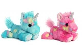 Aurora Bundle of 2 Stuffed Beanbag Animals - Blueberry Ripple Unicorn & Jelly Ro